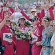 Emerson Fittipaldi after winning the 1993 Indy 500. He would later fail to qualify for the race.